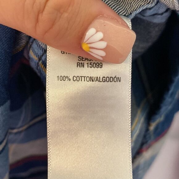 Roebuck & Co. - blue plaid button down shirt- size medium - Picture 8 of 10